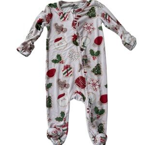 Caden Lane Bamboo Footed Zipper One Piece Cookies for Santa, 0-3 Months